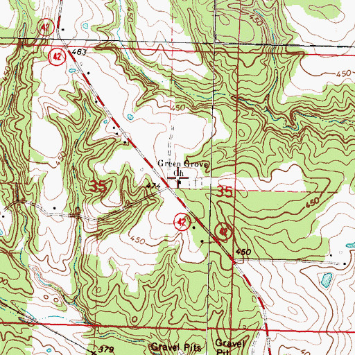 Topographic Map of Green Grove Church, MS