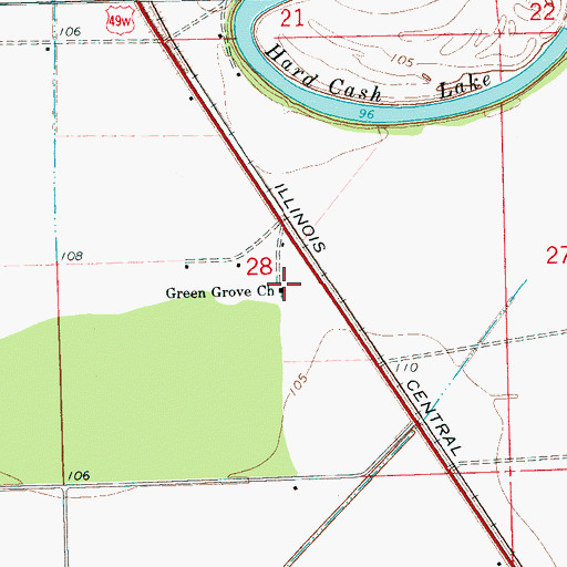 Topographic Map of Green Grove Church, MS