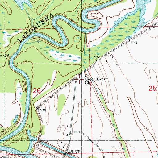 Topographic Map of Green Grove Church, MS