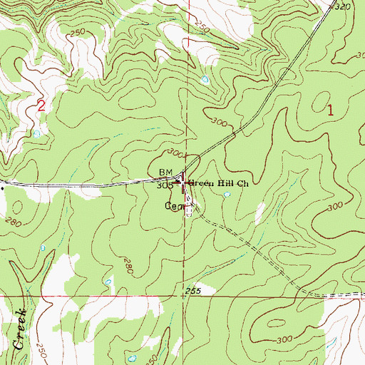 Topographic Map of Greenhill Baptist Church, MS