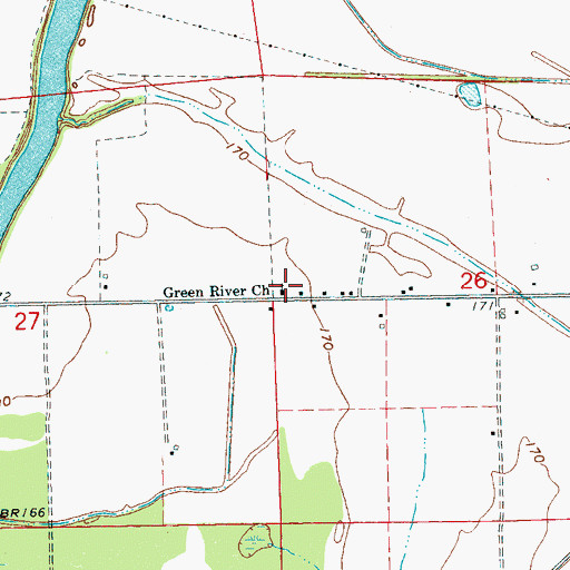 Topographic Map of Green River Church, MS