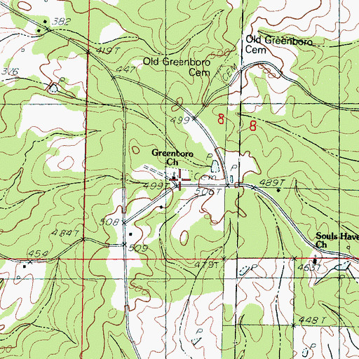 Topographic Map of Greenboro Church, MS