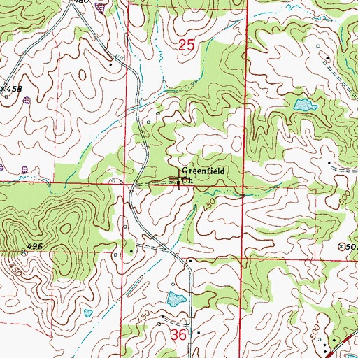 Topographic Map of Greenfield Church, MS