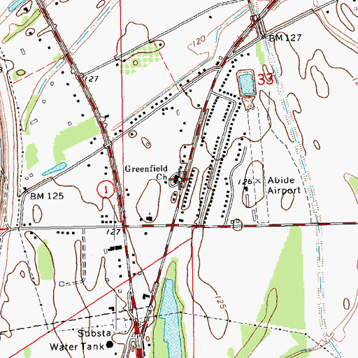 Topographic Map of Greenfield Church, MS