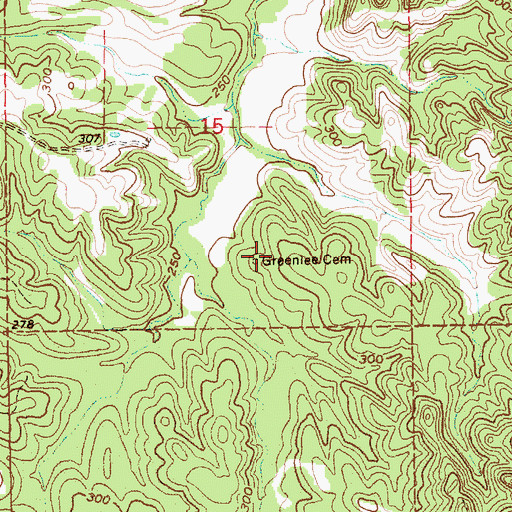 Topographic Map of Greenlee Cemetery, MS