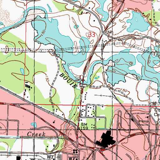 Topographic Map of Greens Creek, MS