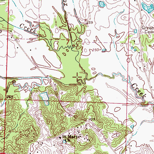 Topographic Map of Greens Creek, MS