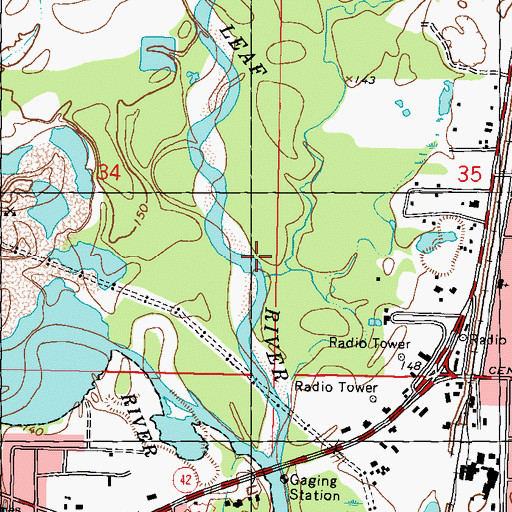 Topographic Map of Greens Creek, MS