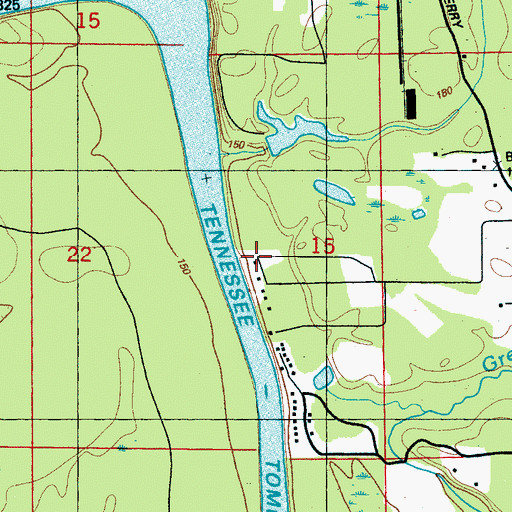 Topographic Map of Greens Creek, MS