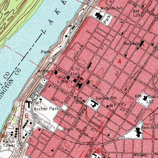 Topographic Map of Greenville, MS
