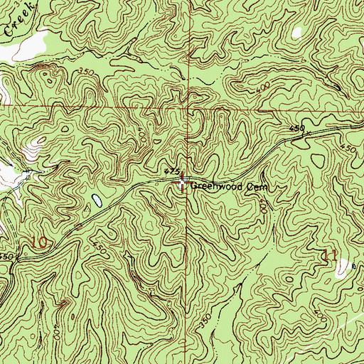 Topographic Map of Greenwood Cemetery, MS