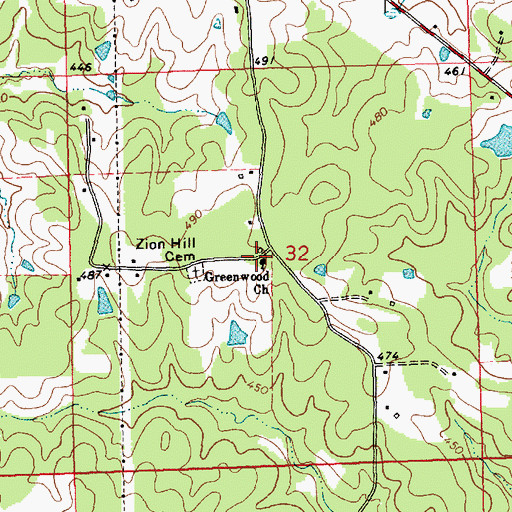 Topographic Map of Greenwood Church, MS