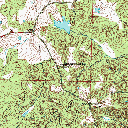 Topographic Map of Greenwood Church, MS