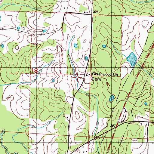 Topographic Map of Greenwood Church, MS