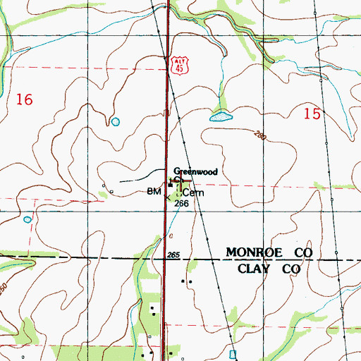 Topographic Map of Greenwood Church, MS