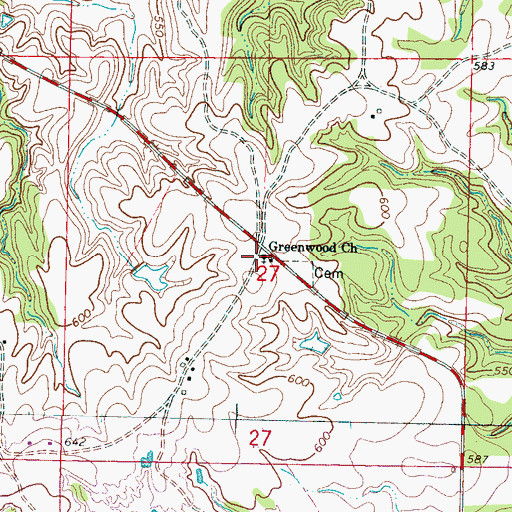 Topographic Map of Greenwood Church, MS
