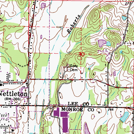 Topographic Map of Grey Cemetery, MS