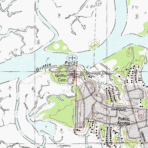 Topographic Map of Griffin Cemetery, MS