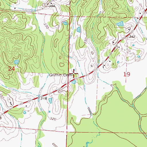 Topographic Map of Griffin Cemetery, MS