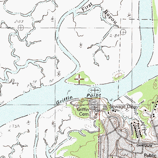 Topographic Map of Griffin Point, MS