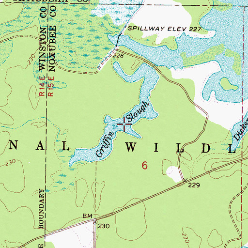Topographic Map of Griffin Slough, MS