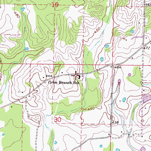 Topographic Map of Grim Branch School, MS