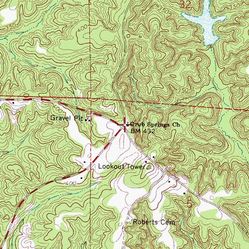 Topographic Map of Grub Springs Church, MS