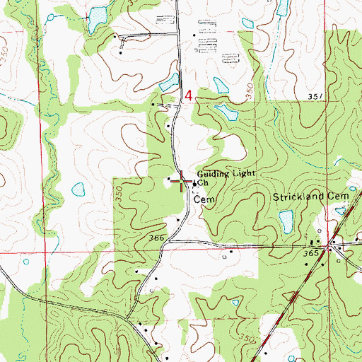 Topographic Map of Guiding Light Church, MS