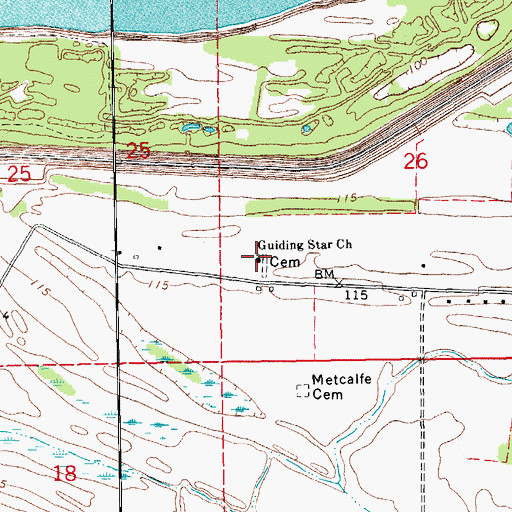 Topographic Map of Guiding Star Church, MS