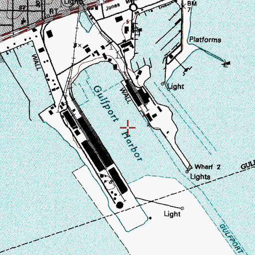 Topographic Map of Gulfport Harbor, MS