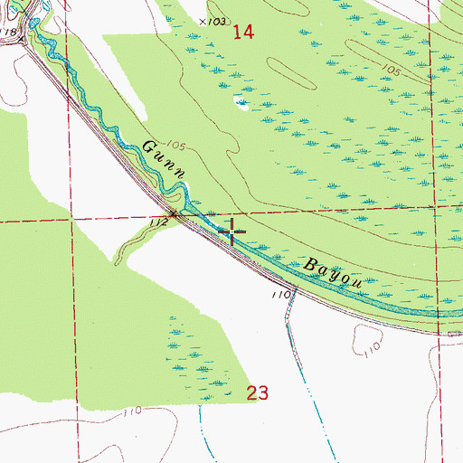 Topographic Map of Gum Bayou, MS