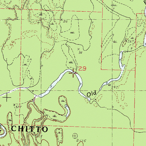 Topographic Map of Gum Bayou, MS