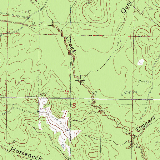 Topographic Map of Gum Branch, MS
