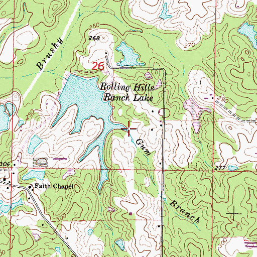 Topographic Map of Gum Branch, MS