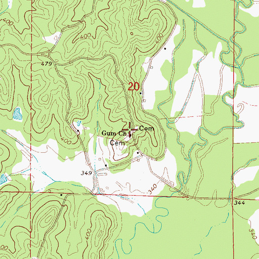 Topographic Map of Gum Church, MS