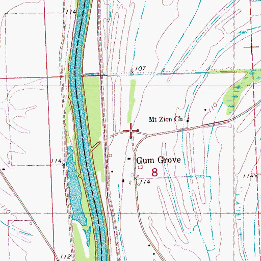 Topographic Map of Gum Grove, MS