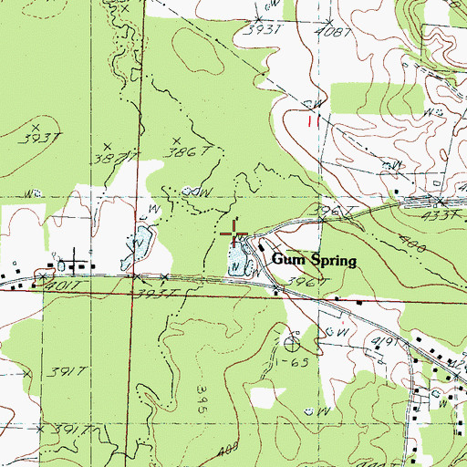 Topographic Map of Gum Spring, MS