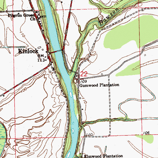 Topographic Map of Gumwood Plantation, MS