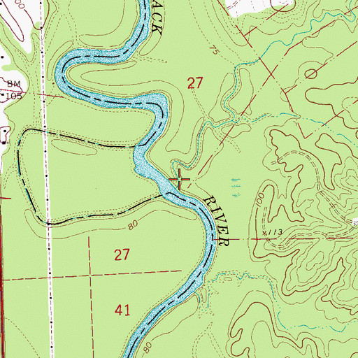 Topographic Map of Gunns Bayou, MS