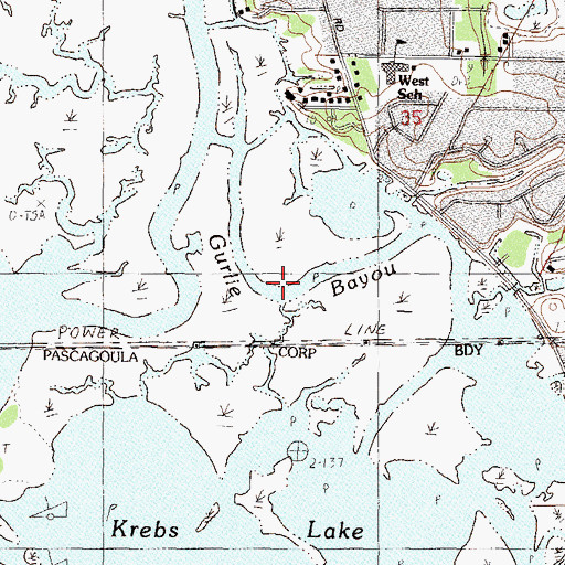 Topographic Map of Gurlie Bayou, MS