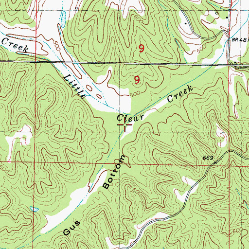 Topographic Map of Gus Bottom, MS