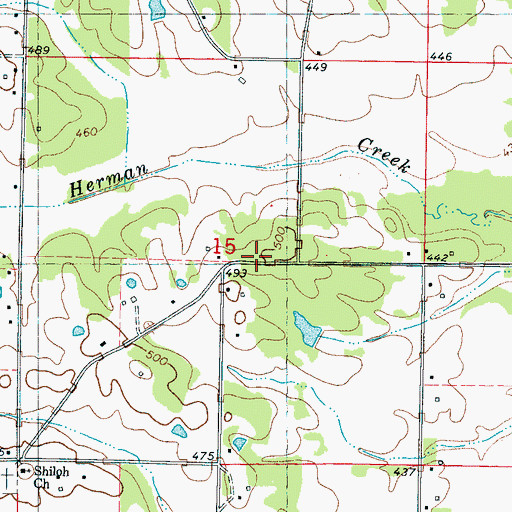 Topographic Map of Gwyna School, MS