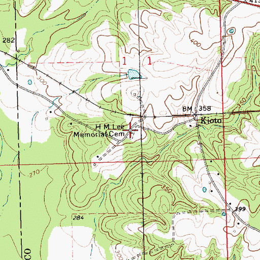 Topographic Map of HM Lee Memorial Cemetery, MS