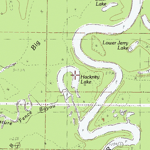 Topographic Map of Hackney Lake, MS