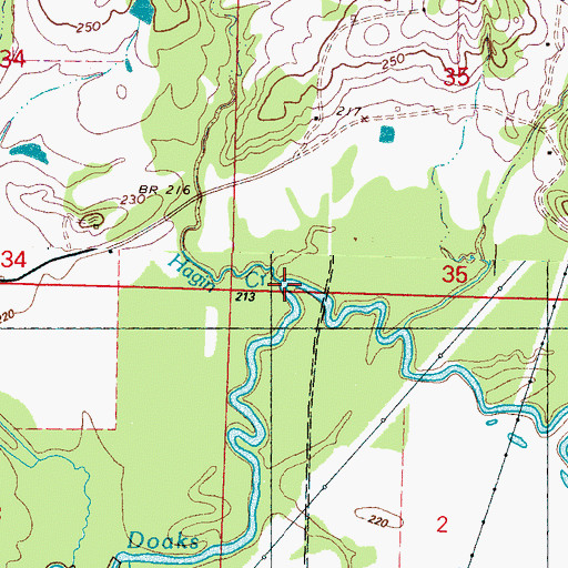 Topographic Map of Hagin Creek, MS