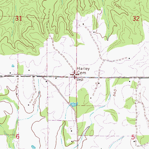 Topographic Map of Hailey Cemetery, MS