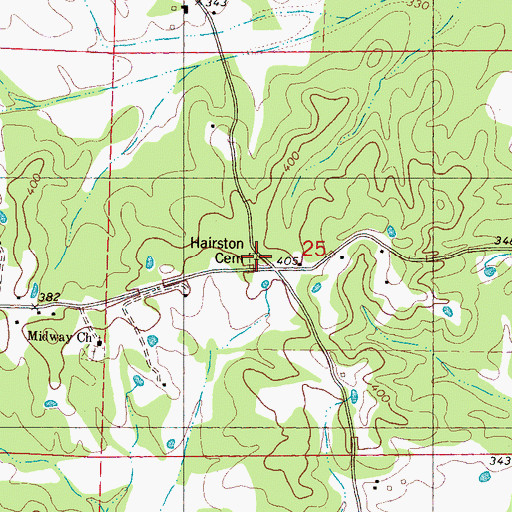 Topographic Map of Hairston Cemetery, MS