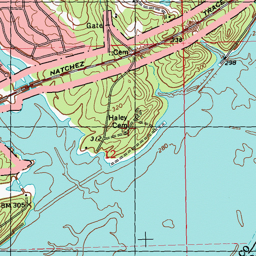 Topographic Map of Haley Cemetery, MS