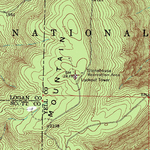 Topographic Map of Petit Jean Mountain, AR