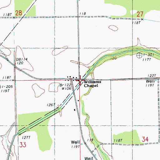 Topographic Map of Half Mile Church, MS